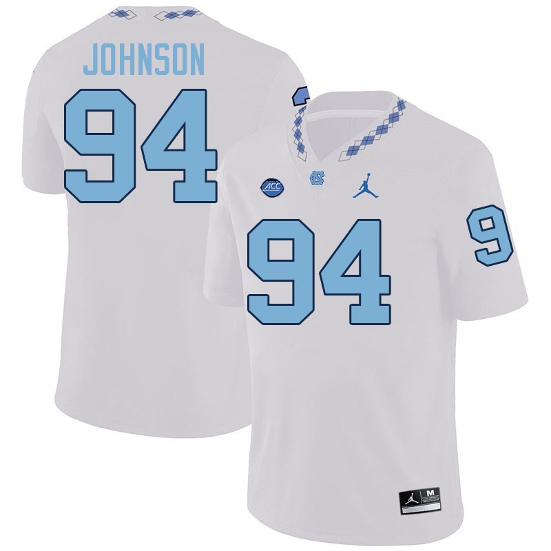 #94 Isaiah Johnson North Carolina Tar Heels Jerseys,Apparels,Uniforms Stitched-White